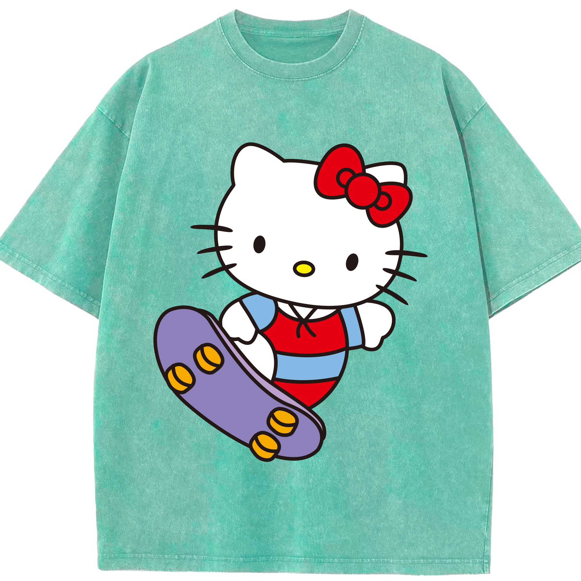（画像用） Hello Kitty ハローキティ 綿100% ヴィンテージ風 半袖Tシャツ（フロントプリント）